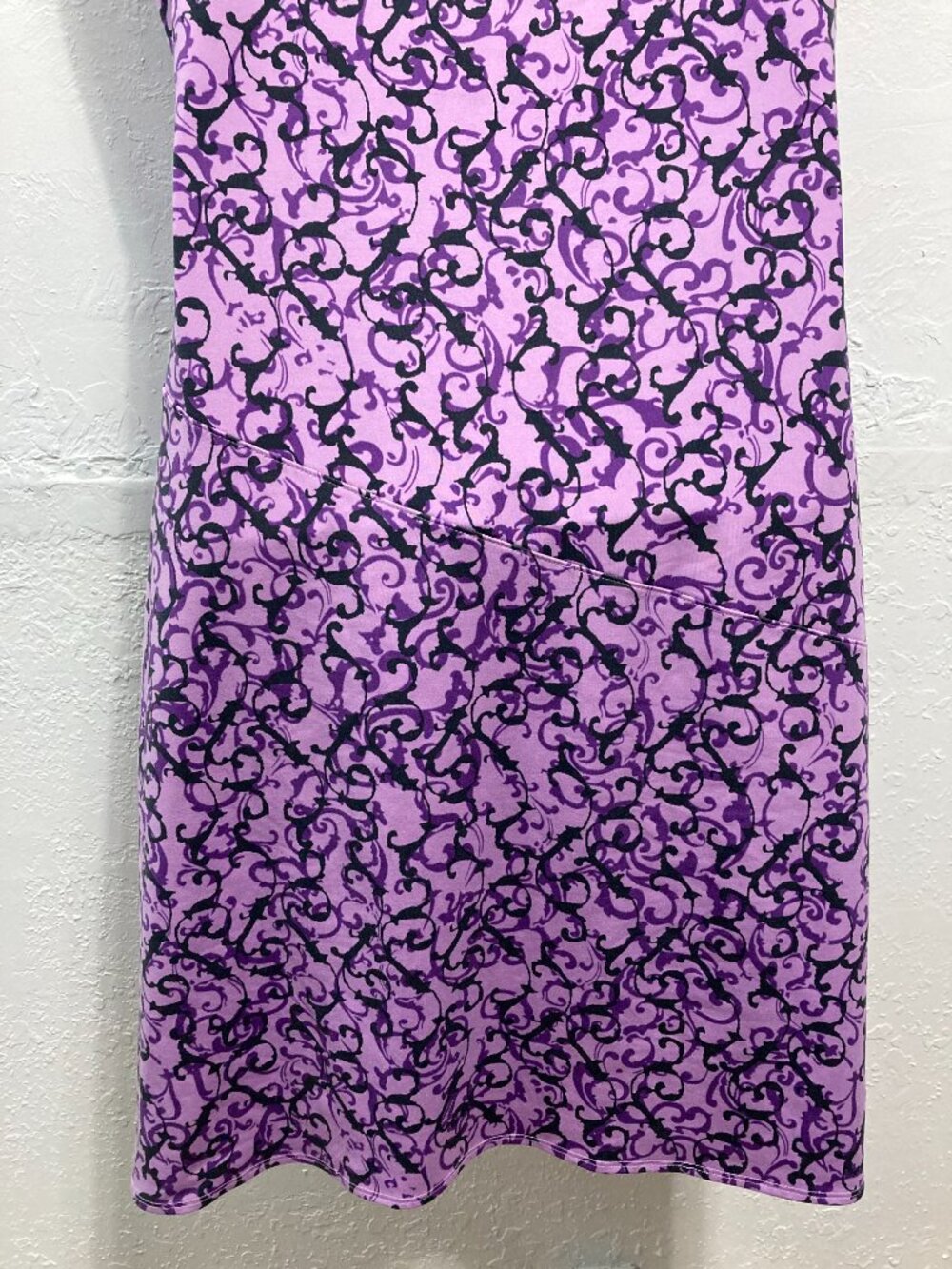 Athleta Nectar Faux Wrap Dress Purple Vine Scroll Paisley V-Neck Ruched L? - Picture 5 of 11